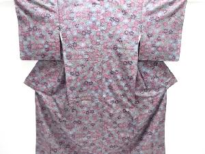 花模様織出し手織り紬着物